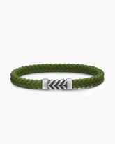 Chevron Bracelet in Green Rubber with Sterling Silver, 6mm